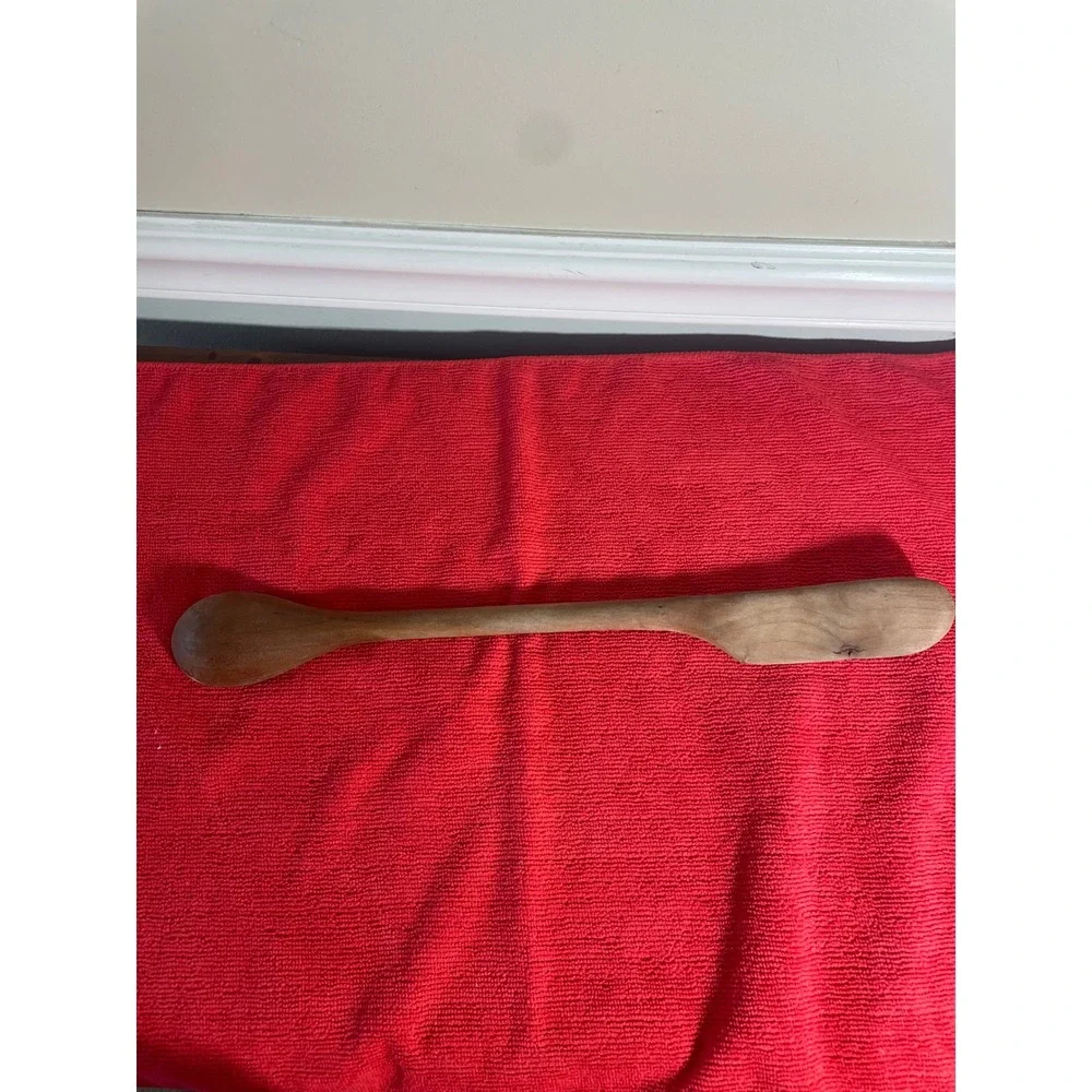 Vintage Hand Carved Wooden Dual Ended Mixing Spoon and Spreader Tool